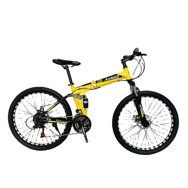 Bicicleta Plegable De Montaña Rodada 26" 21 Velocidades Amarilla